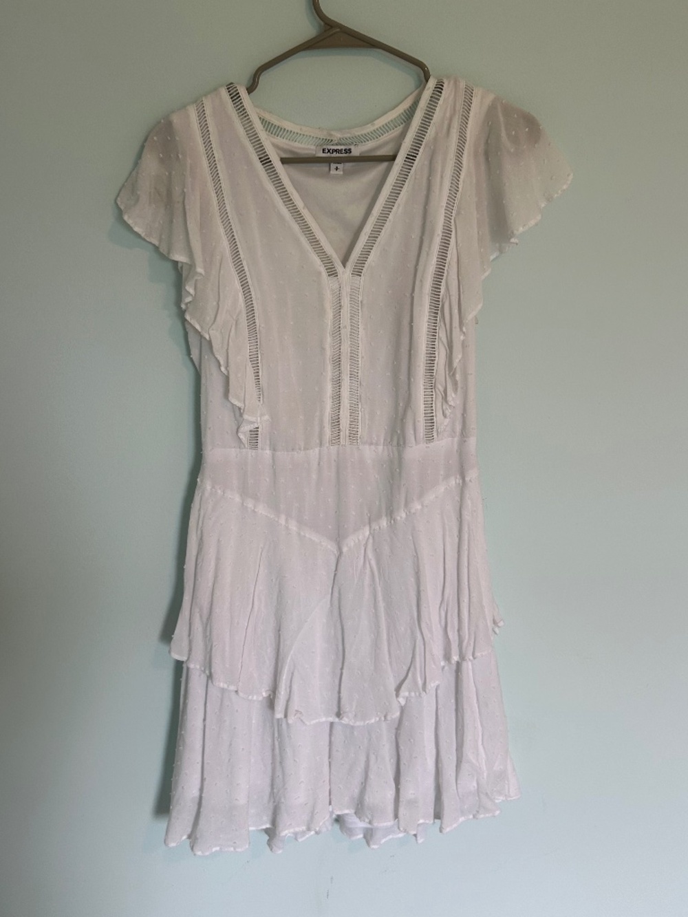 Express White Swiss Dot Ruffle Dress 🤍